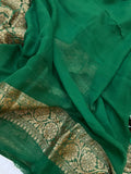 Neon Green Pure Banarasi Khaddi Georgette Saree - Aura Benaras