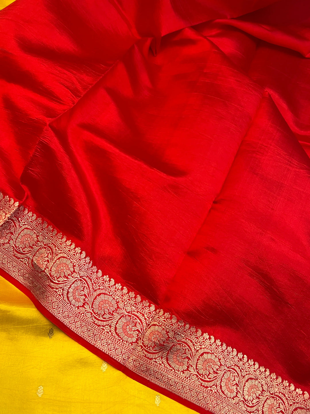Yellow Pure Banarasi Handloom Silk Saree