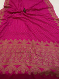 Rani Pink Pure Banarasi Khaddi Crepe Silk Saree - Aura Benaras