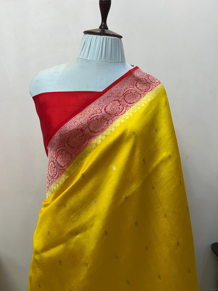 Yellow Pure Banarasi Handloom Silk Saree
