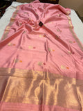 Old Rose Pure Banarasi Handloom Silk Saree - Aura Benaras