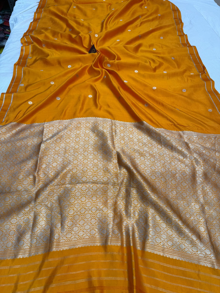 Mustard Yellow Pure Banarasi Handloom Silk Saree