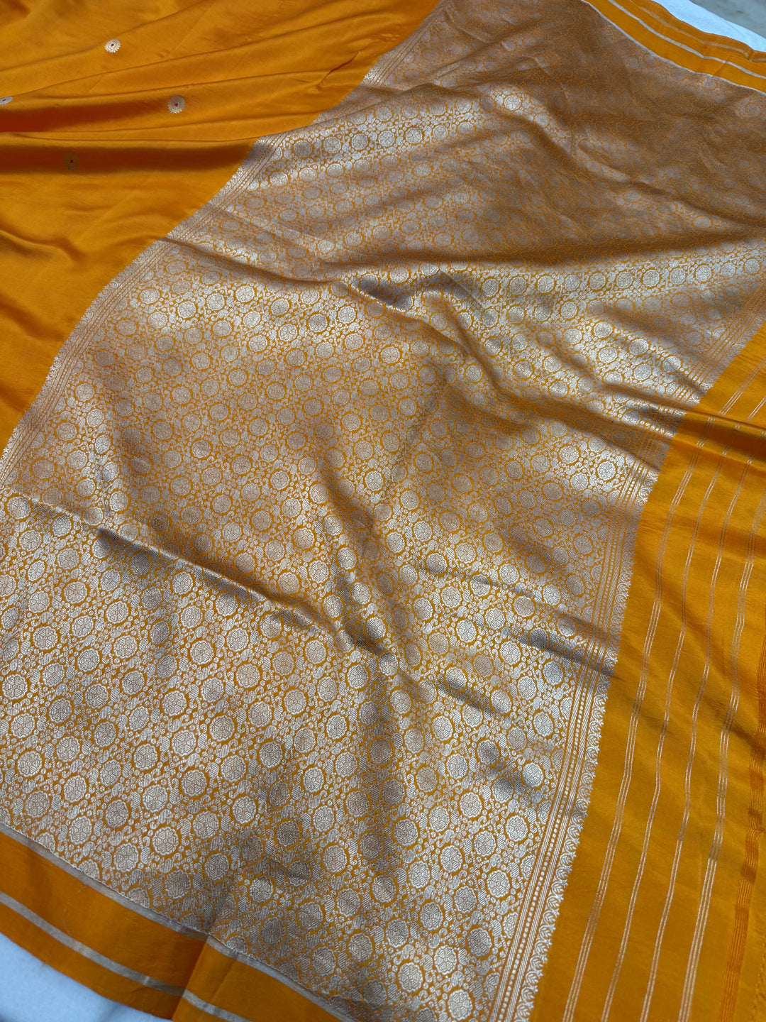 Mustard Yellow Pure Banarasi Handloom Silk Saree