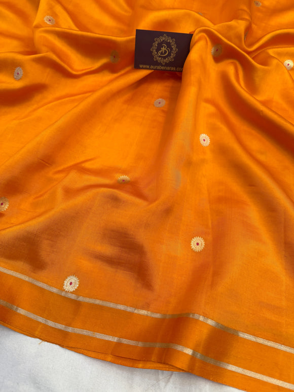 Mustard Yellow Pure Banarasi Handloom Silk Saree