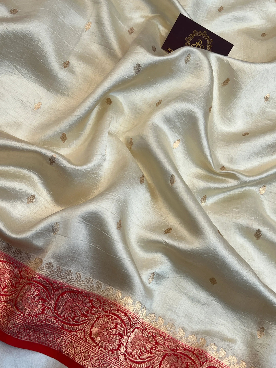 White Pure Banarasi Handloom Silk Saree