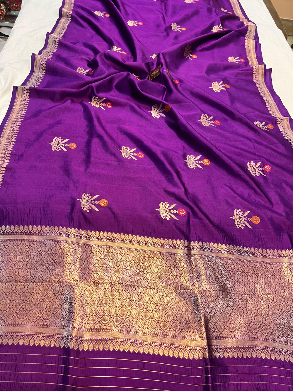 Wine Pure Banarasi Handloom Silk Saree - Aura Benaras