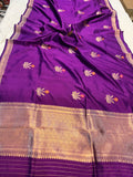 Wine Pure Banarasi Handloom Silk Saree - Aura Benaras