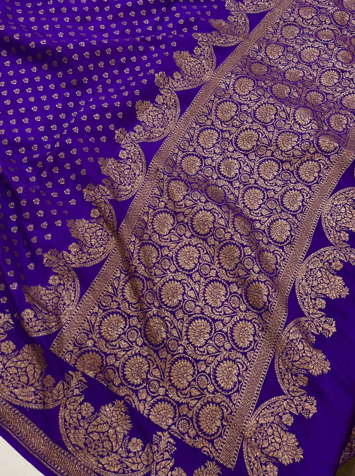 Purple Pure Banarasi Khaddi Crepe Silk Saree - Aura Benaras