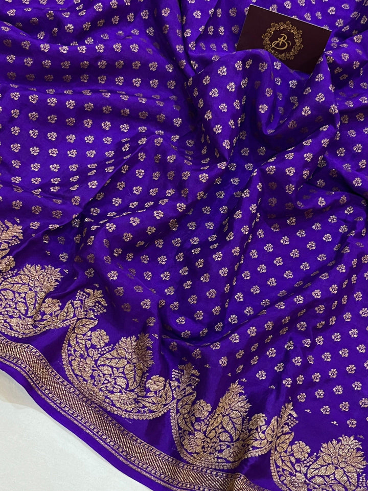 Purple Pure Banarasi Khaddi Crepe Silk Saree - Aura Benaras
