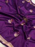 Wine Pure Banarasi Handloom Silk Saree - Aura Benaras