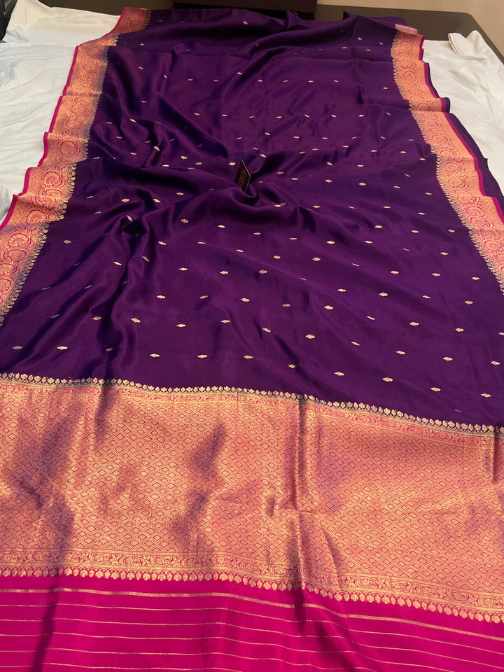 Purple Pure Banarasi Handloom Silk Saree
