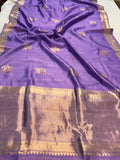 Lavender Pure Banarasi Handloom Silk Saree - Aura Benaras