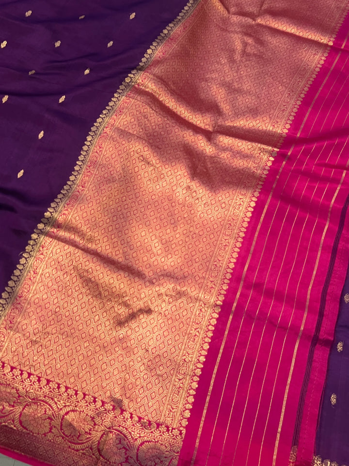 Purple Pure Banarasi Handloom Silk Saree