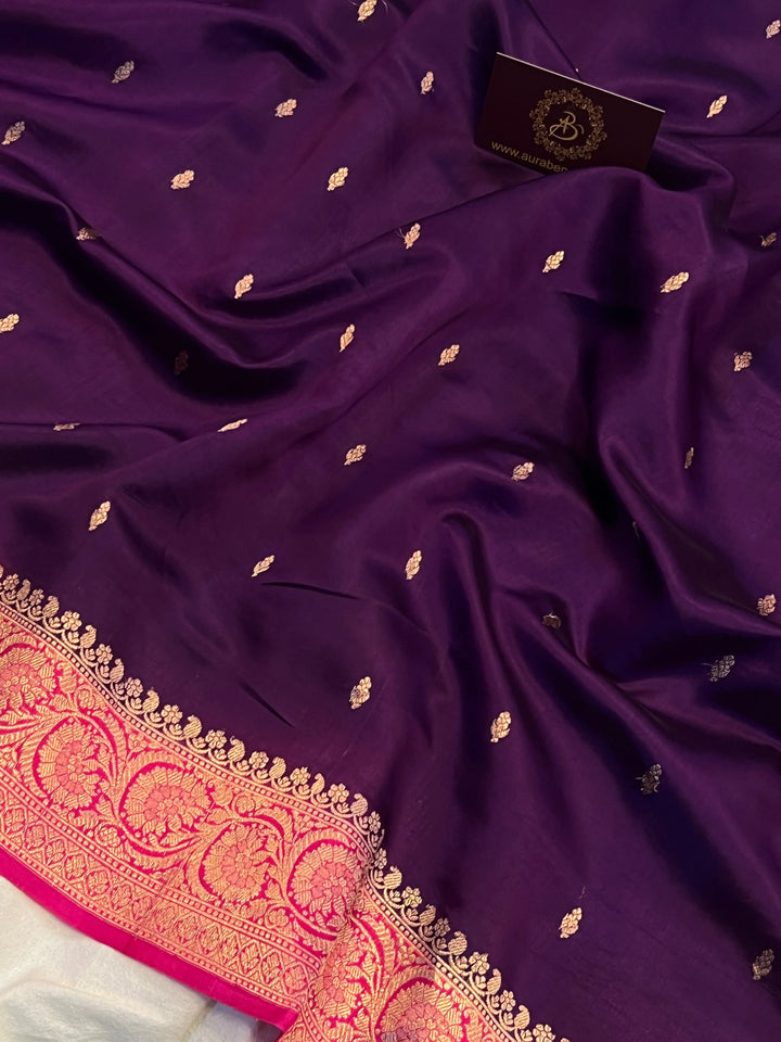 Deep Purple Pure Banarasi Handloom Silk Saree