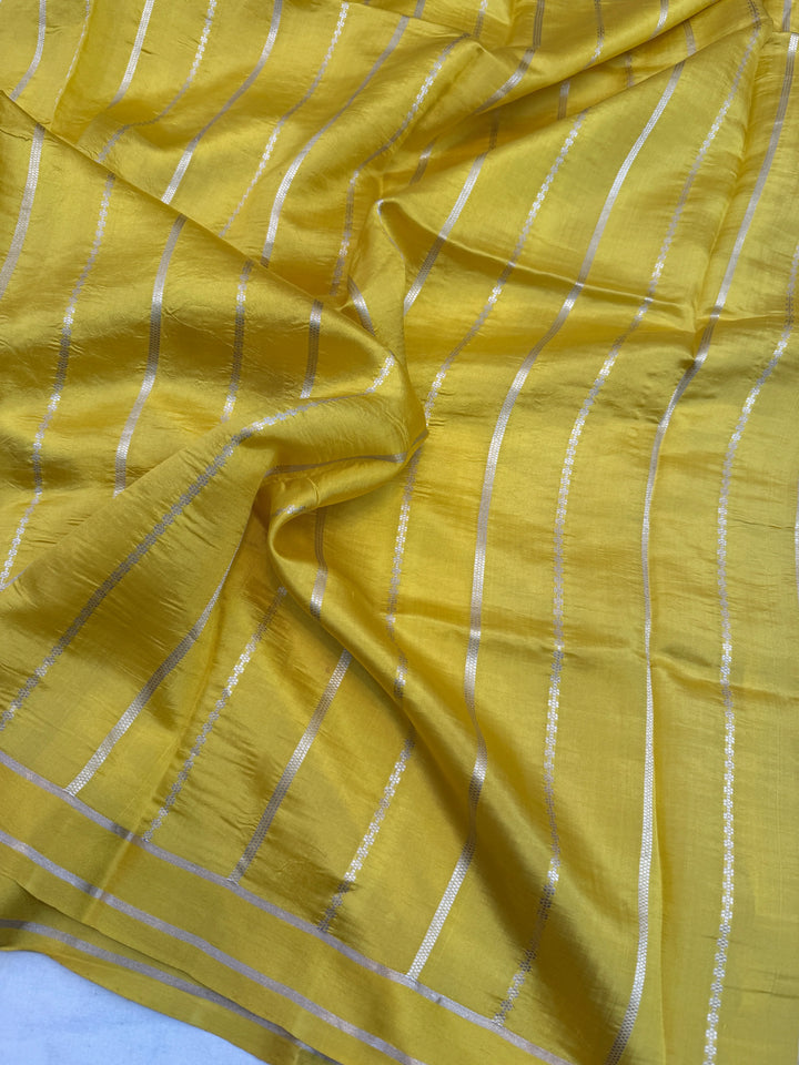 Lemon Yellow Pure Banarasi Handloom Silk Saree