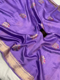 Lavender Pure Banarasi Handloom Silk Saree - Aura Benaras