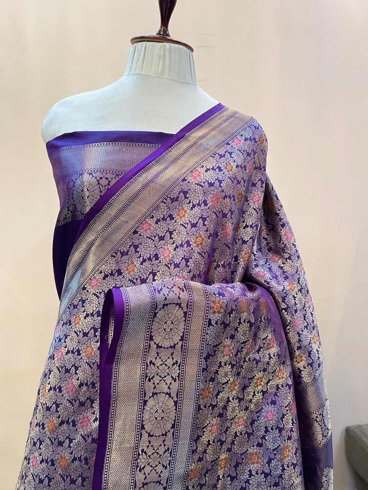 Purple Pure Katan silk Handloom Banarasi Saree