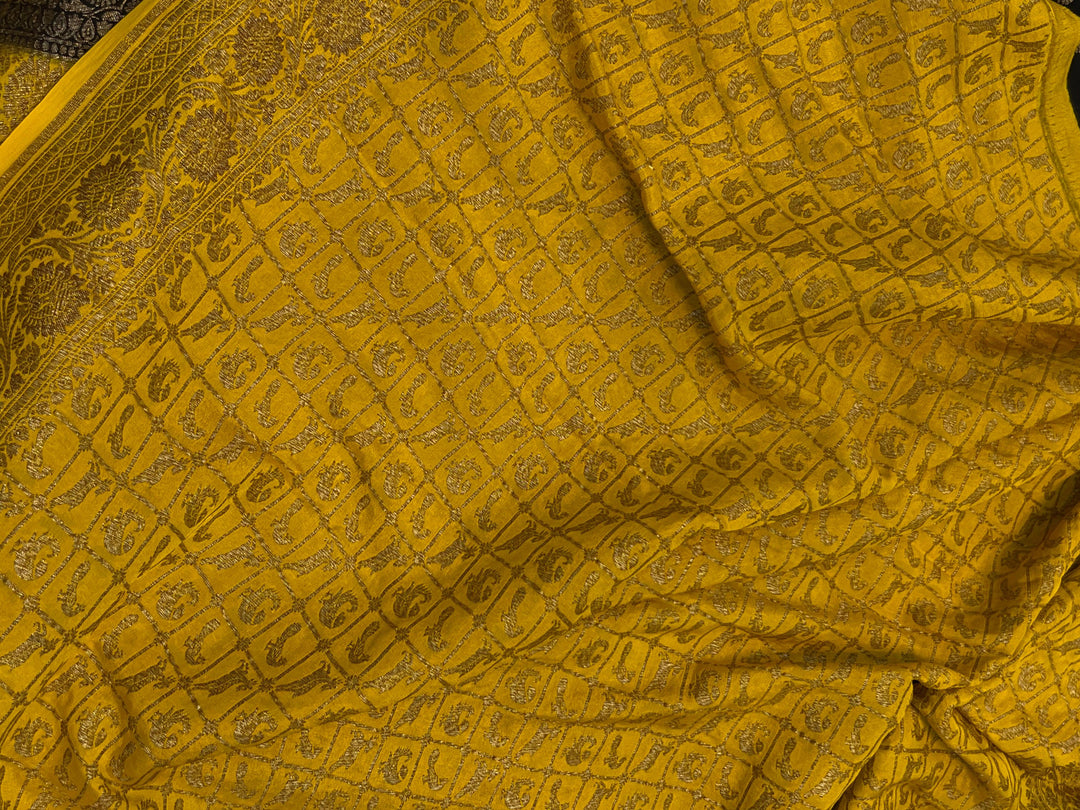 Black Pure Banarasi Khaddi Crepe Silk Saree