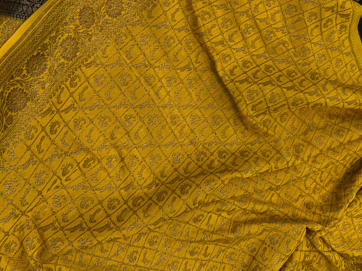 Black Pure Banarasi Khaddi Crepe Silk Saree