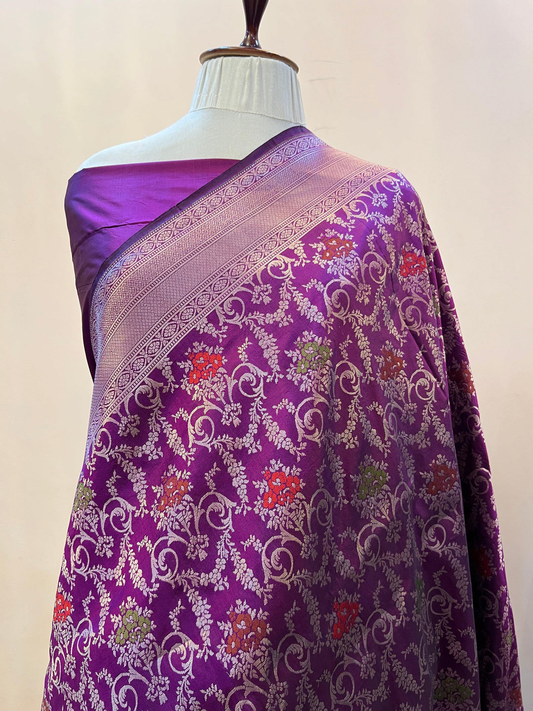 Purple Pure Katan silk Handloom Banarasi Saree