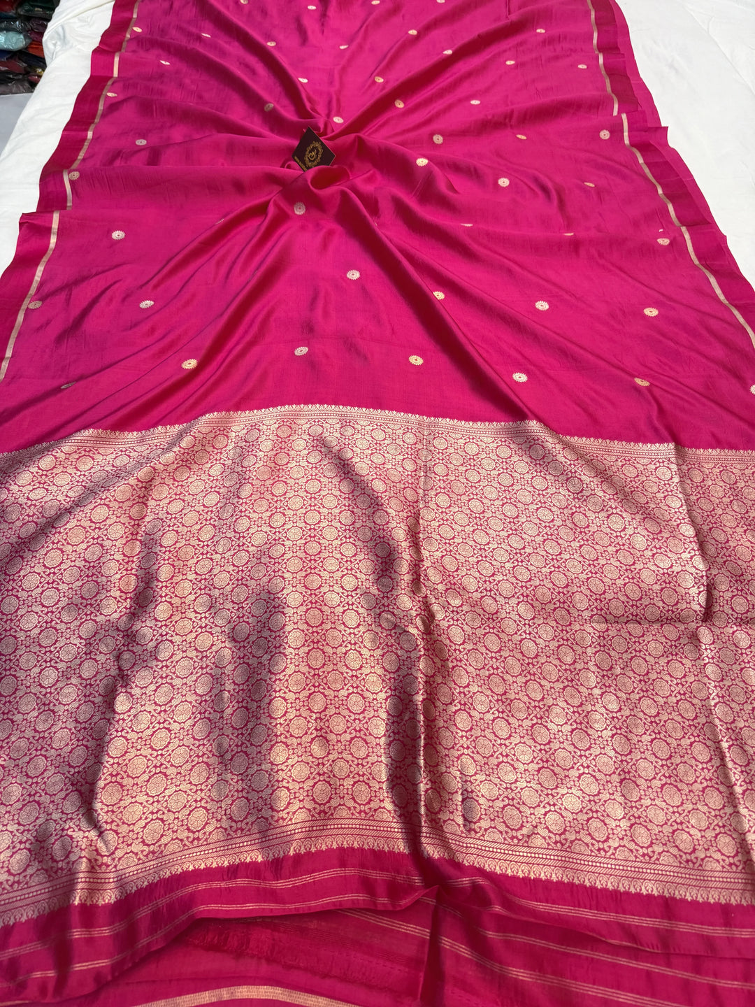 Rani Pink Pure Banarasi Handloom Silk Saree