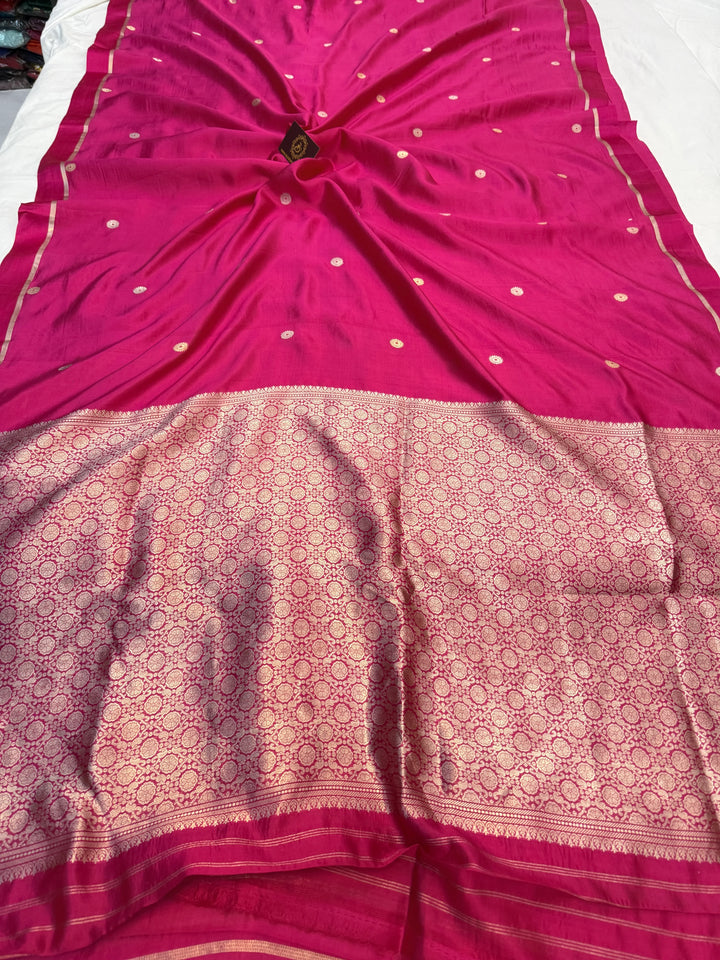 Rani Pink Pure Banarasi Handloom Silk Saree