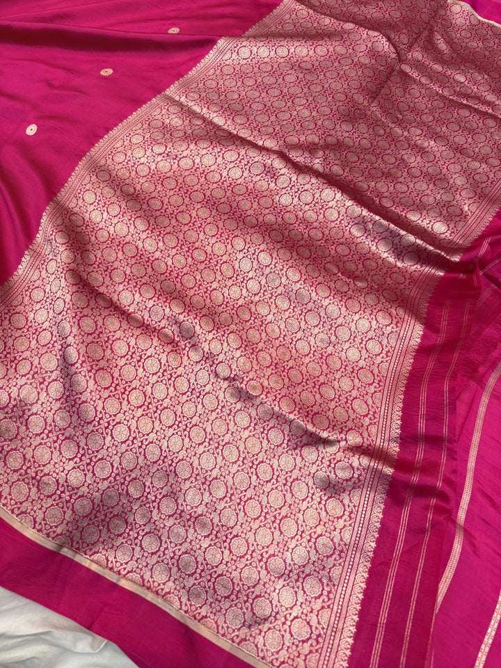 Rani Pink Pure Banarasi Handloom Silk Saree