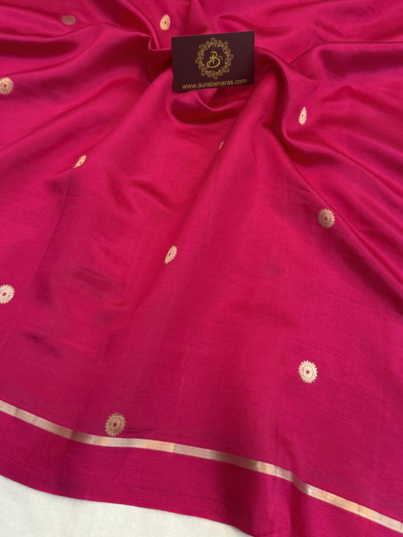 Rani Pink Pure Banarasi Handloom Silk Saree