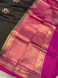 Black Pure Banarasi Handloom Silk Saree - Aura Benaras