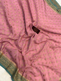 Dusky Pink Banarasi Handloom Pure Khaddi Georgette Saree - Aura Benaras