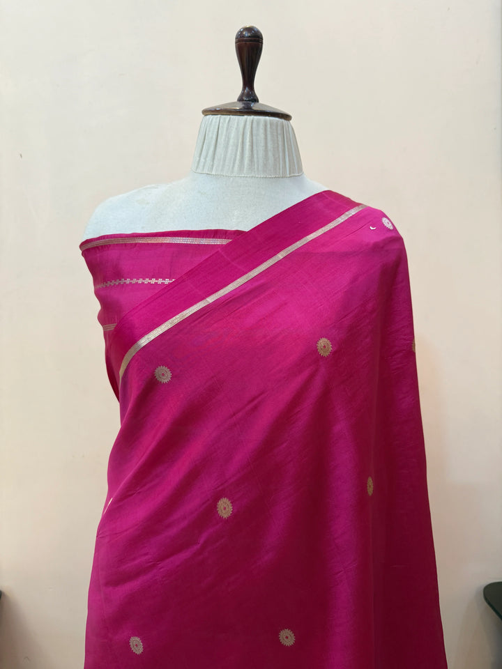 Rani Pink Pure Banarasi Handloom Silk Saree