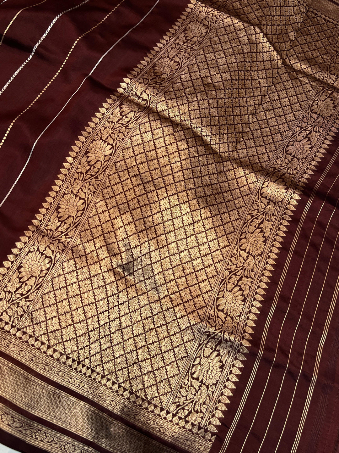 Brown Pure Silk Handloom Banarasi Saree