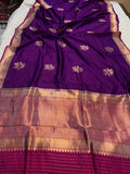 Wine Pure Banarasi Handloom Silk Saree - Aura Benaras