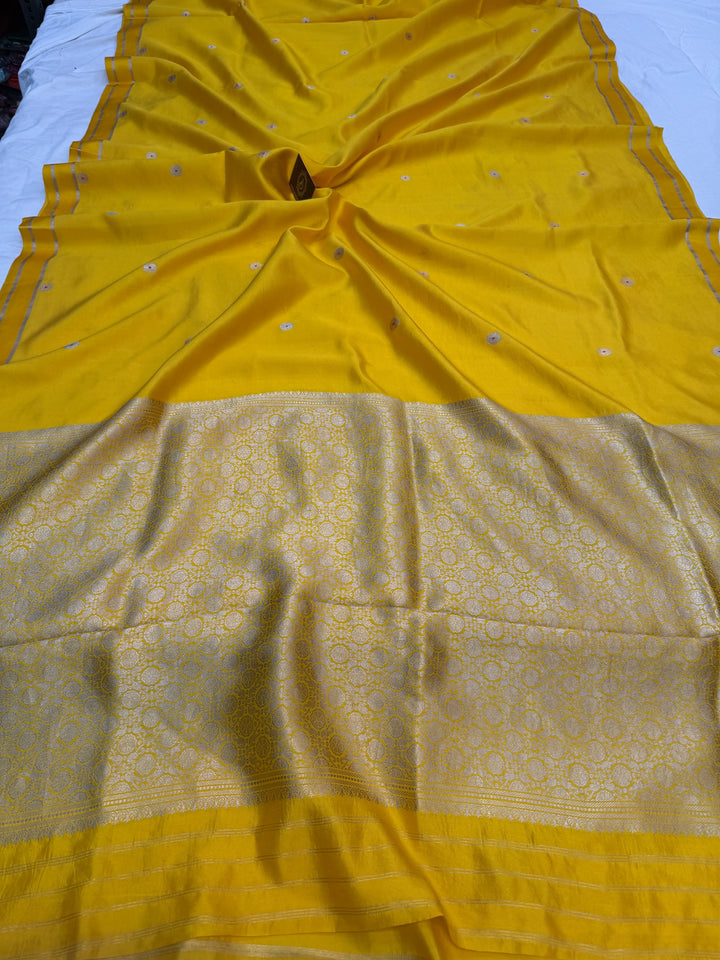 Yellow Pure Banarasi Handloom Silk Saree