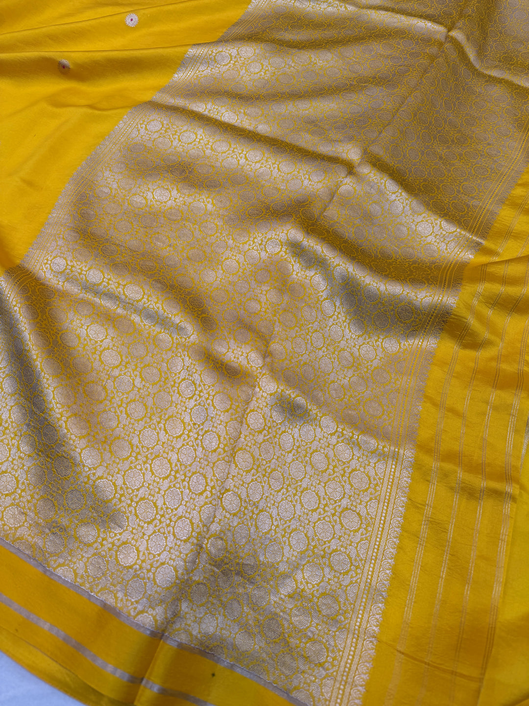 Yellow Pure Banarasi Handloom Silk Saree