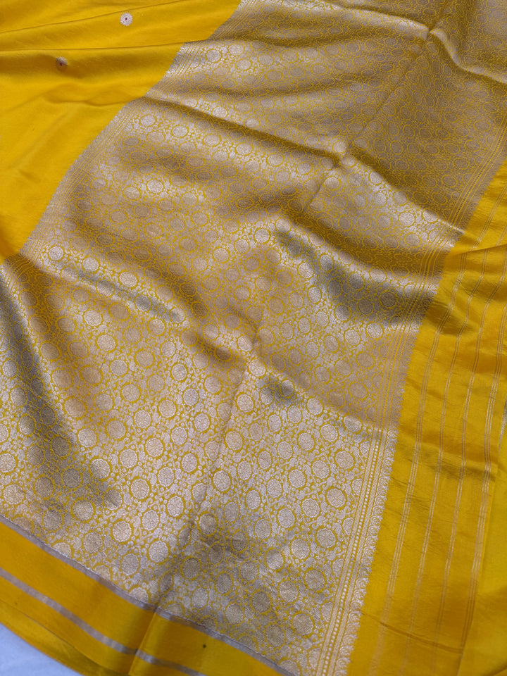 Yellow Pure Banarasi Handloom Silk Saree