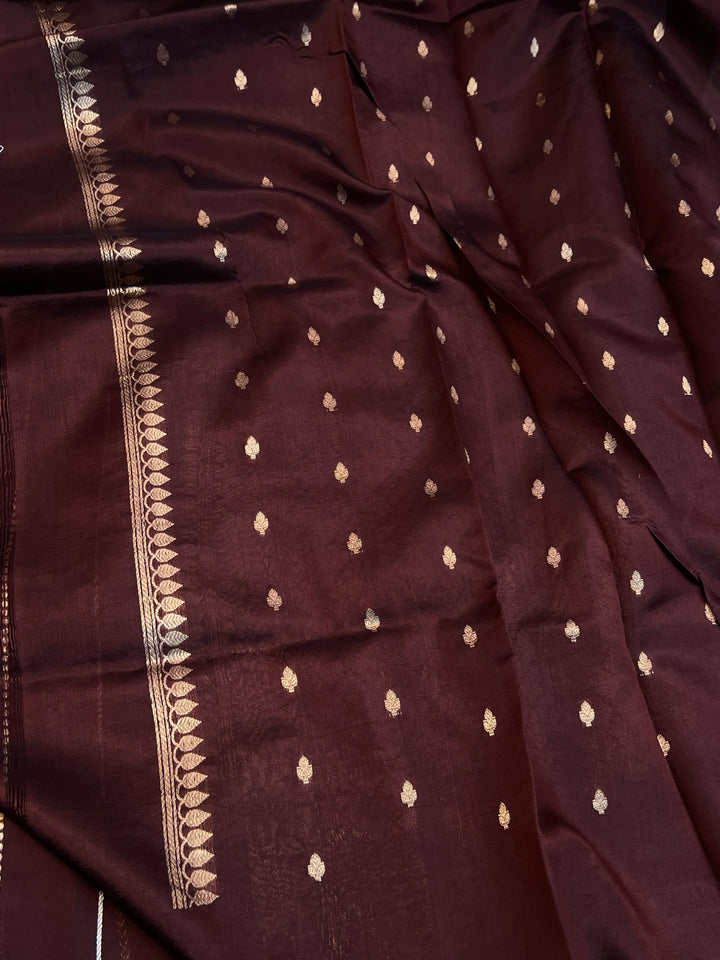Brown Pure Silk Handloom Banarasi Saree