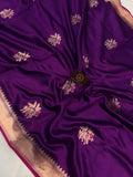 Wine Pure Banarasi Handloom Silk Saree - Aura Benaras