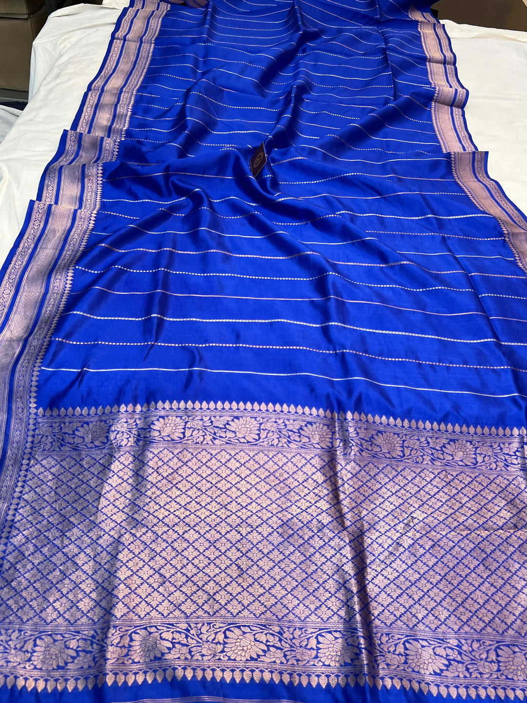 Royal Blue Pure Silk Handloom Banarasi Saree
