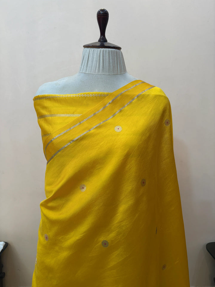 Yellow Pure Banarasi Handloom Silk Saree