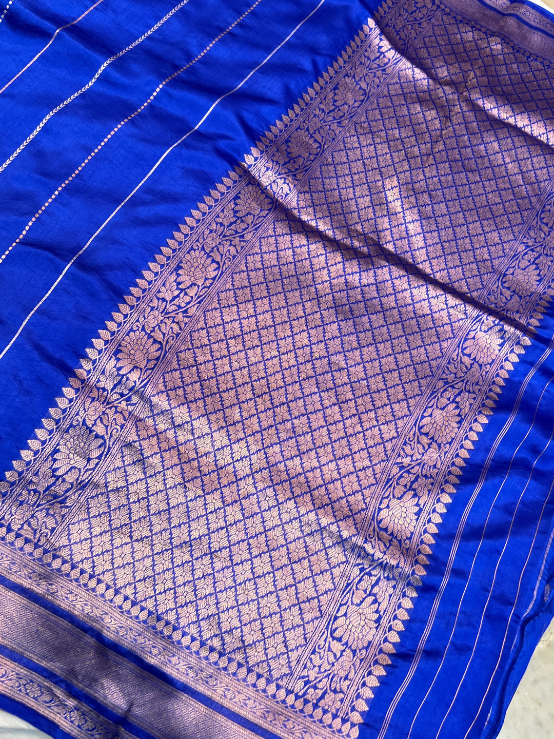 Royal Blue Pure Silk Handloom Banarasi Saree
