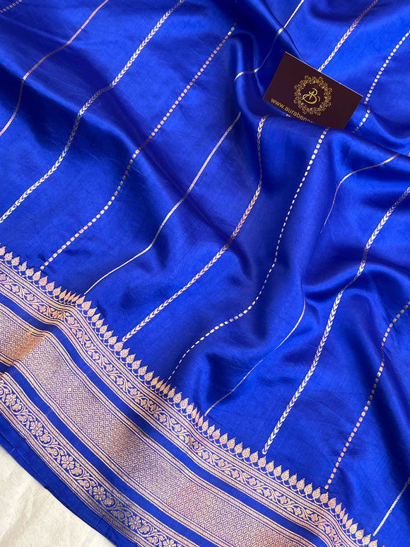 Royal Blue Pure Silk Handloom Banarasi Saree