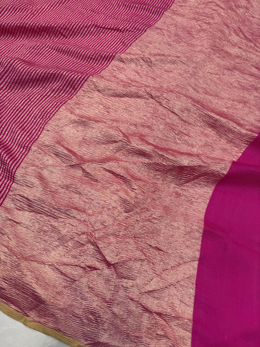 Rani Pink Moonga Silk Handloom Banarasi Saree