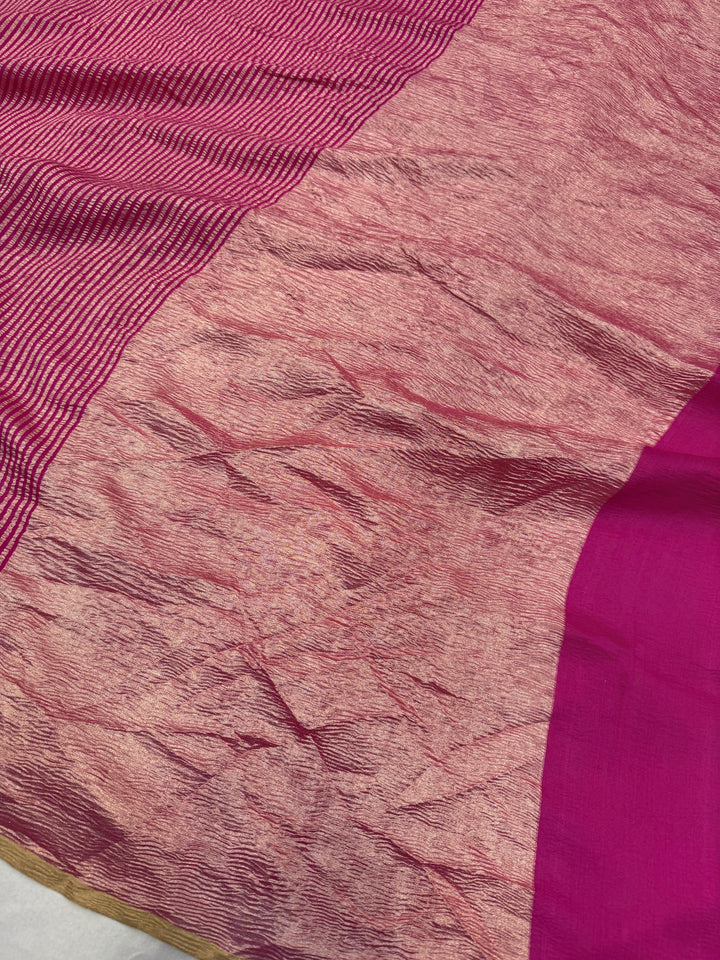 Rani Pink Moonga Silk Handloom Banarasi Saree