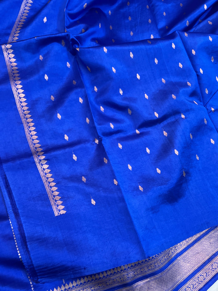Royal Blue Pure Silk Handloom Banarasi Saree