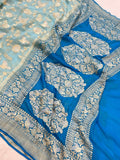 Pale Blue Pure Banarasi Khaddi Georgette Saree -Aura Benaras