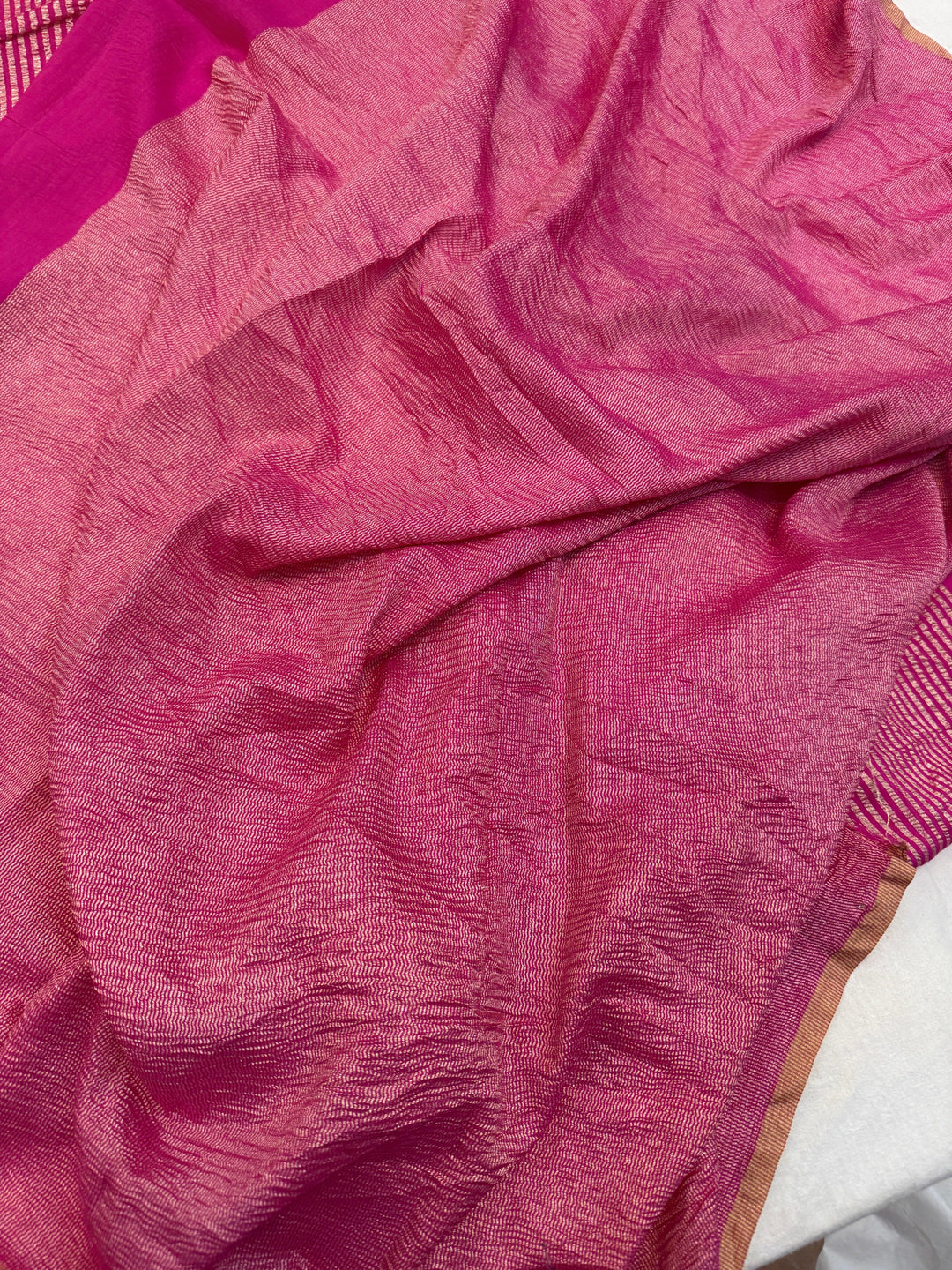 Rani Pink Moonga Silk Handloom Banarasi Saree