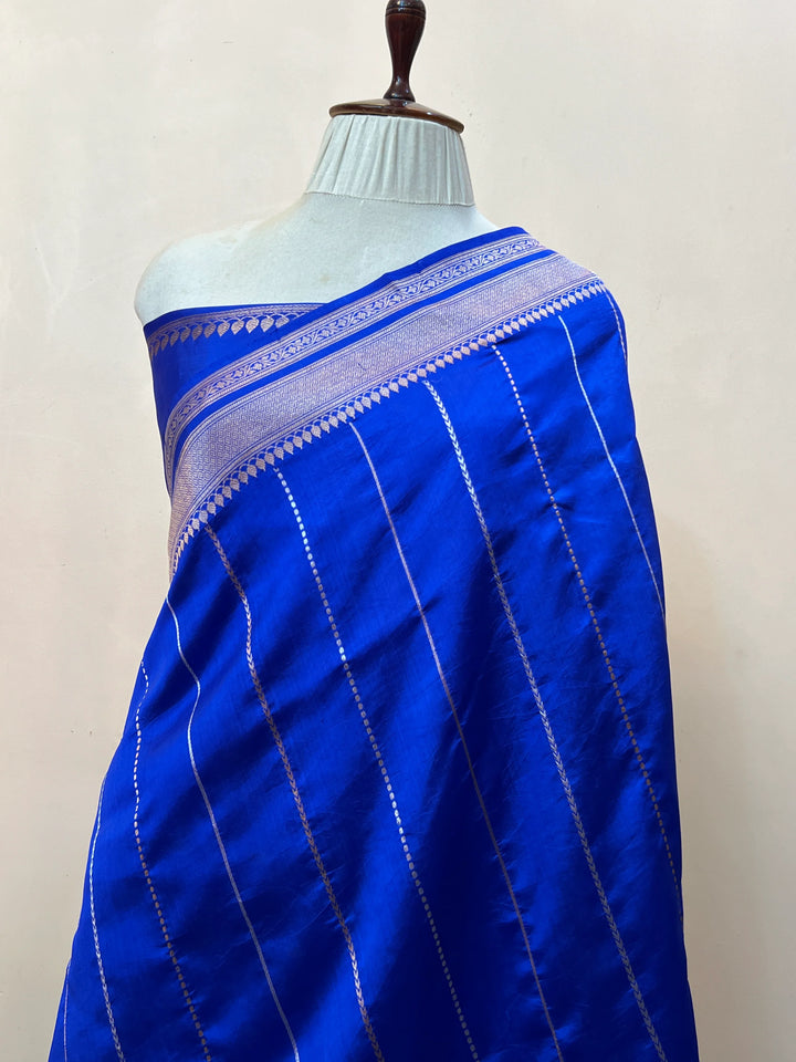 Royal Blue Pure Silk Handloom Banarasi Saree