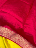 Lemon Yellow Pure Banarasi Handloom Silk Saree - Aura Benaras