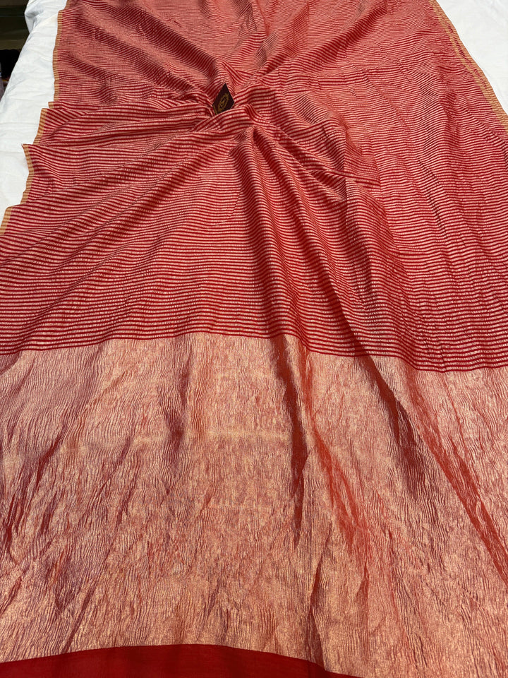 Red Moonga Silk Handloom Banarasi Saree